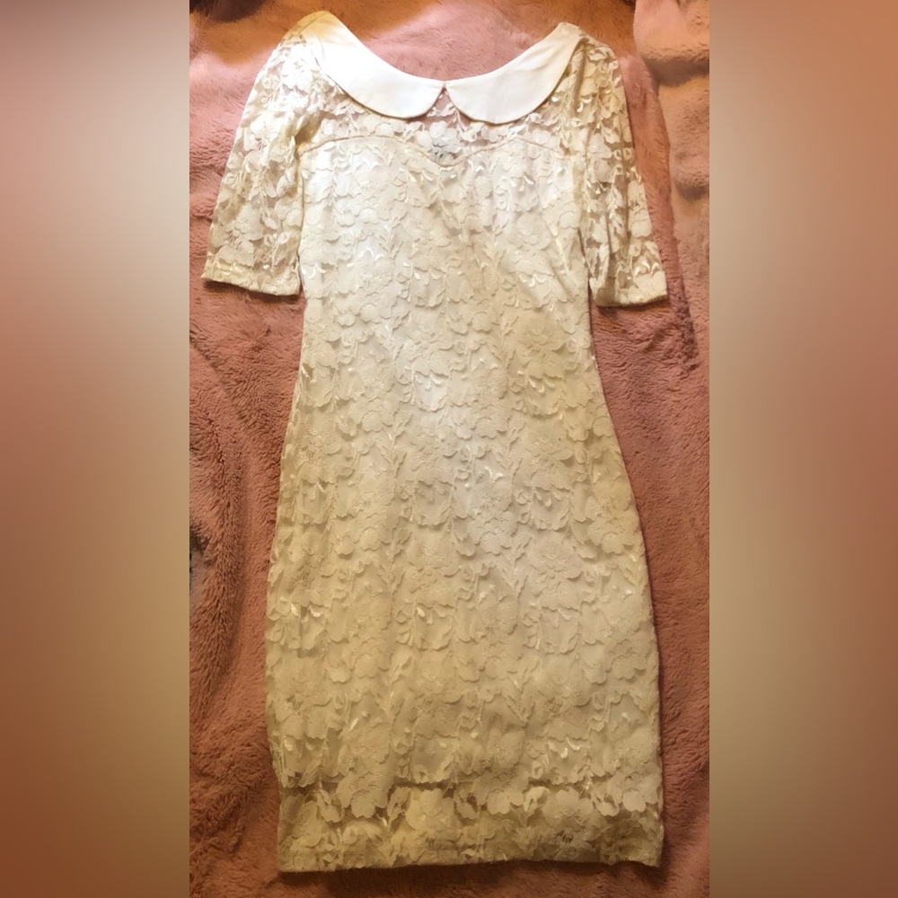 Nasty Gal - white lace dress with 3/4 sleeve